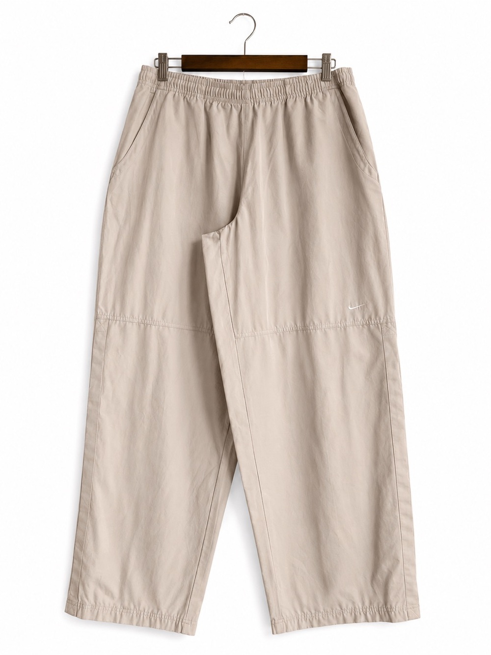 Vintage Y2K Nike Wide Leg Track Pants Beige Khaki Baggy L XL